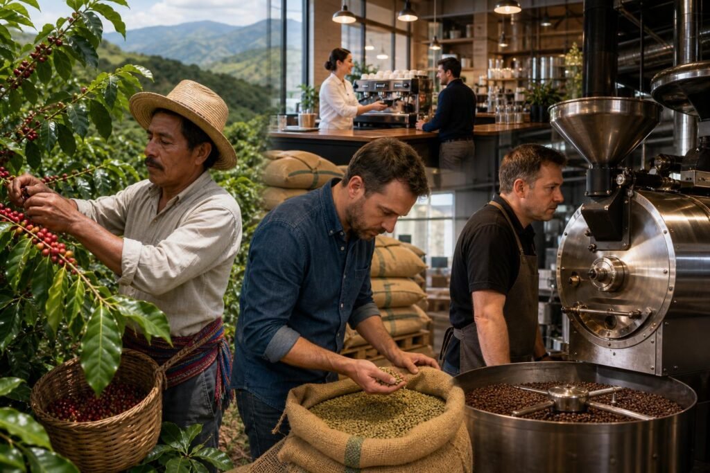 découvrez les différents acteurs de l'industrie du café : producteurs, importateurs, torréfacteurs et baristas, et leur rôle essentiel dans la chaîne du café.