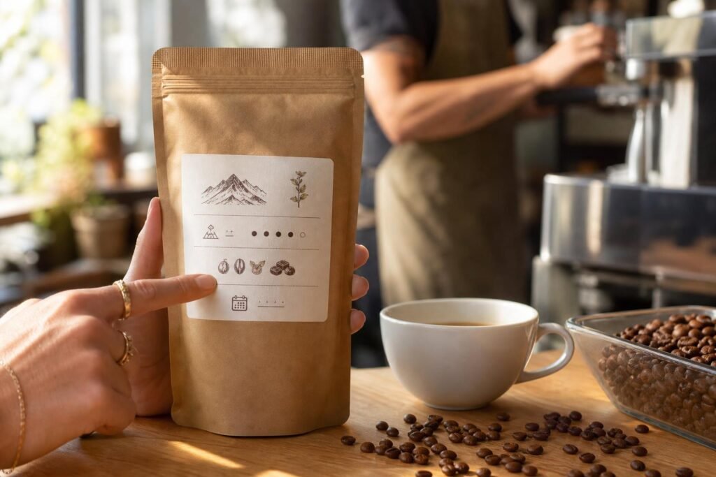découvrez comment lire une étiquette de paquet de café de spécialité pour choisir le café parfait, comprendre ses origines, ses arômes et ses caractéristiques uniques.