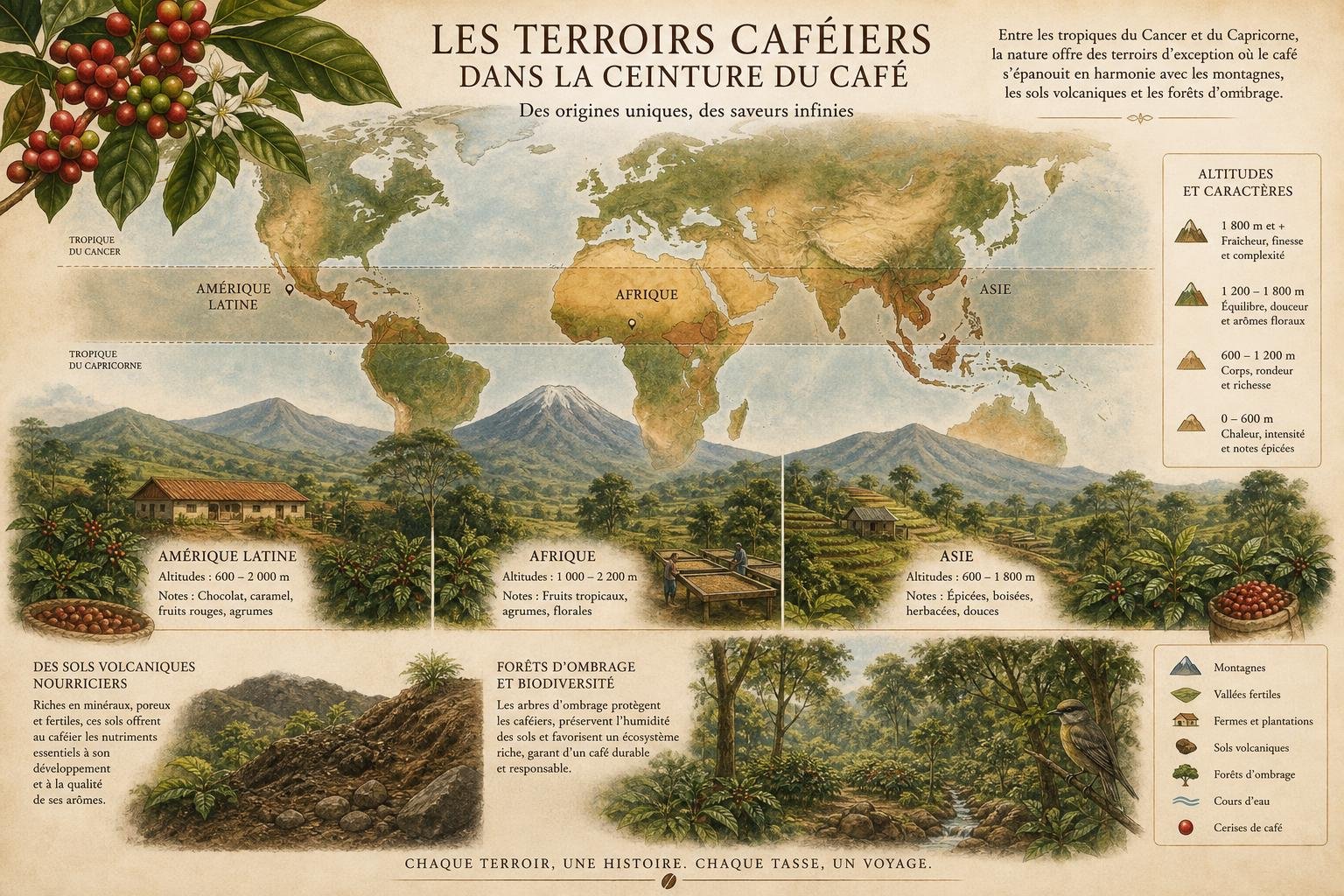 découvrez comment l'origine du café, incluant le pays, la région et l'altitude, influence son goût unique en tasse et sublime votre expérience caféinée.