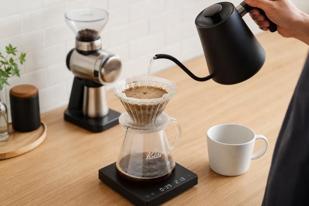 découvrez comment préparer un café parfait avec la kalita wave grâce à notre recette détaillée et nos conseils d'extraction pour un goût optimal.