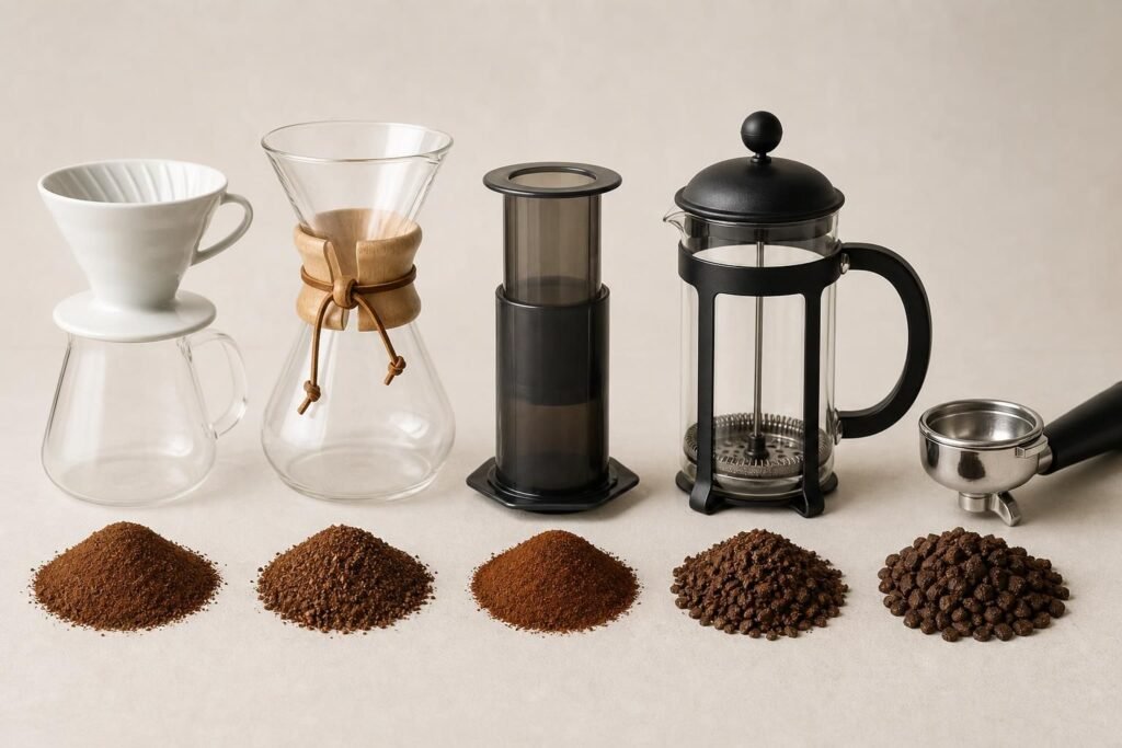 découvrez quelle mouture de café choisir pour chaque méthode d'infusion : v60, chemex, aeropress, french press et espresso, afin d'obtenir le meilleur goût à chaque tasse.