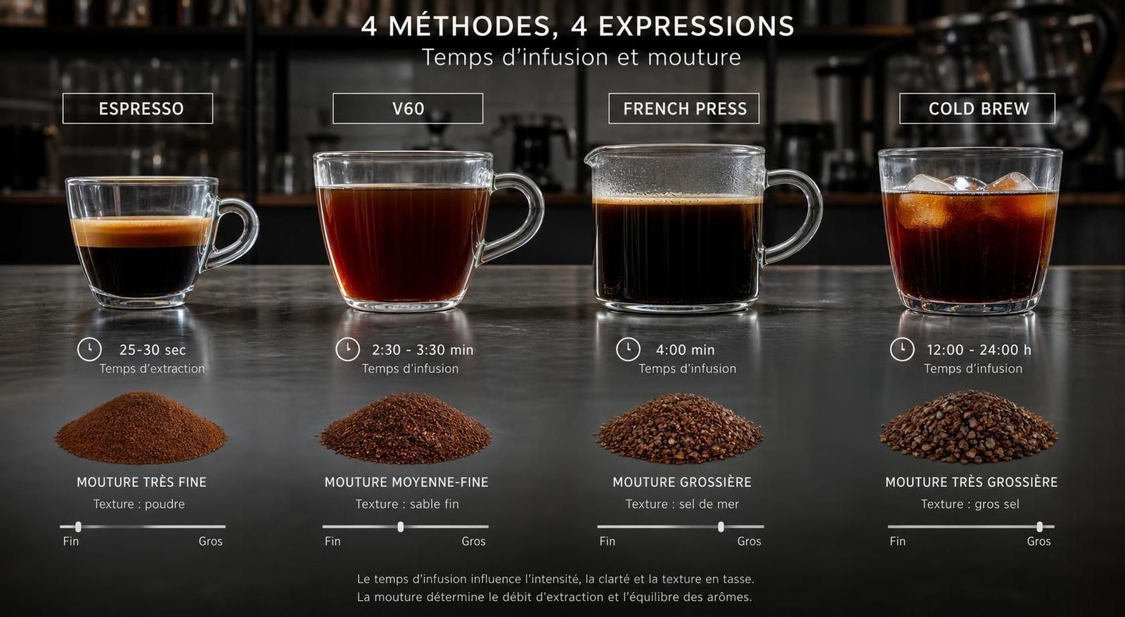 découvrez comment ajuster le temps d'infusion du café en fonction de la méthode utilisée pour obtenir une tasse parfaitement équilibrée et savoureuse.