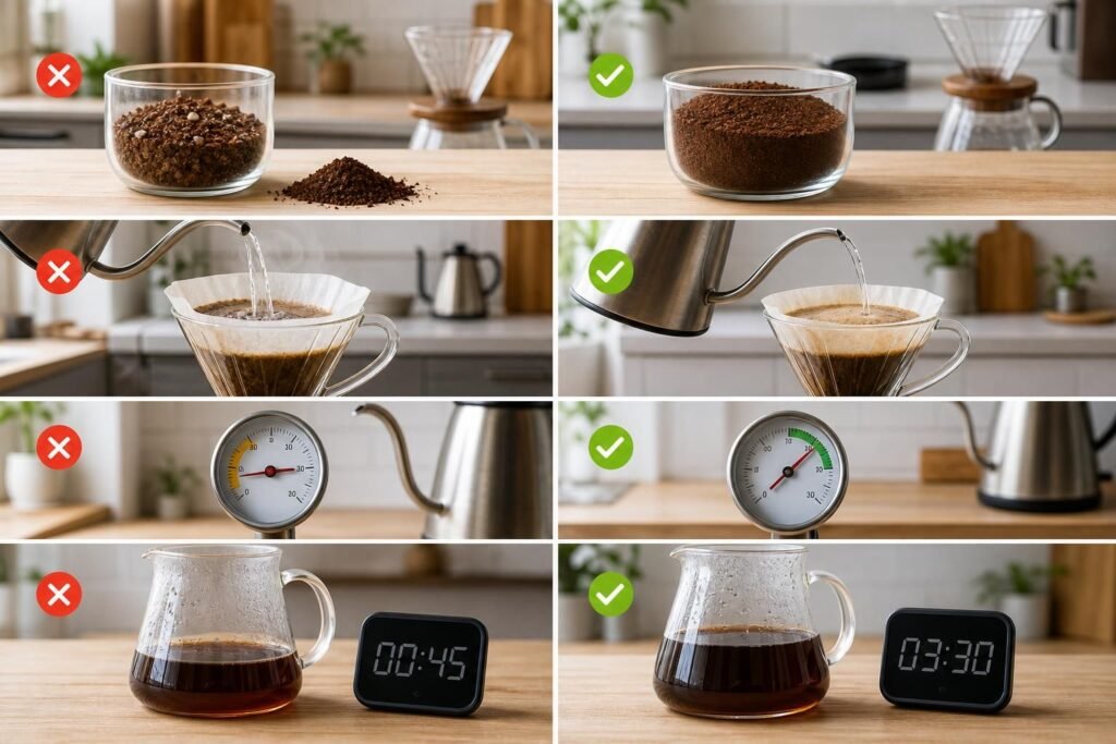 découvrez les erreurs les plus fréquentes en slow coffee et apprenez comment les corriger pour préparer un café parfait à chaque fois.